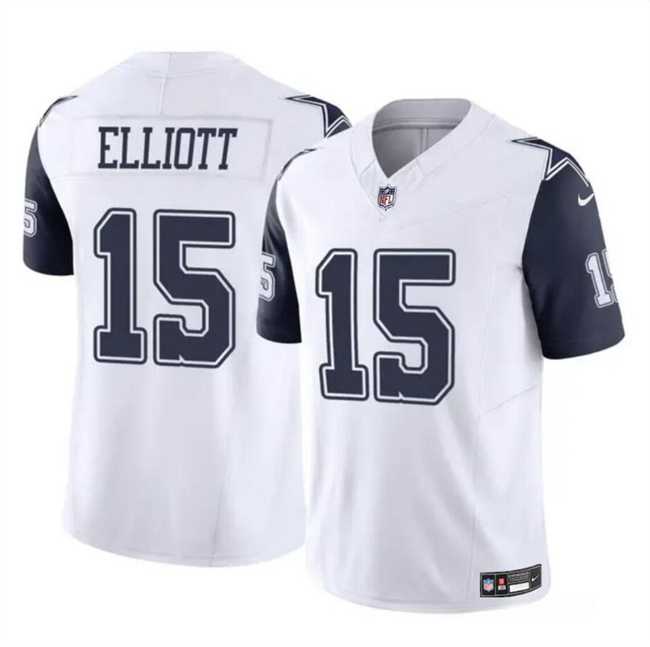 Men & Women & Youth Dallas Cowboys #15 Ezekiel Elliott White 2023 F.U.S.E Color Rush Limited Stitched Jersey
